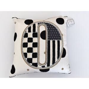 Mackenzie Childs Monogram 16"x16" beaded throw pillow "O" New with tags!